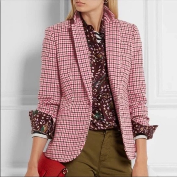 J. Crew Jackets & Blazers - J. CREW Pink Brown Houndstooth Wool Campbell Blazer F4500 Size 00